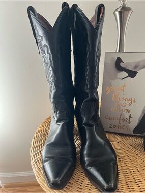Dan Post Black Western Knee-High Heeled Boots
